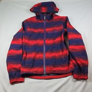 Sambrio Girls Waterproof Red and Blue Striped Jacket